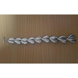 James Avery Sterling Silver Heart Leaf Link Toggle Bracelet Vintage Rare